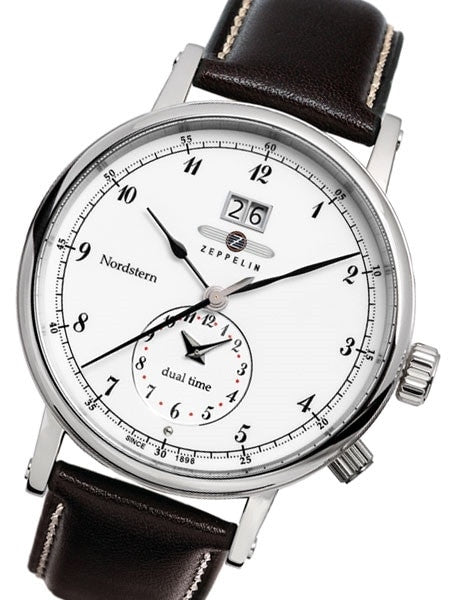 Scratch and Dent - Graf Zeppelin NORDSTERN series, Dual Time Big Date Watch, White Dial #7540-1
