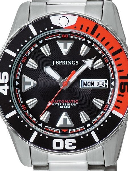 J. Springs Automatic 21-Jewel Sport Dive Watch with Day and Date, Black Dial #BEB077