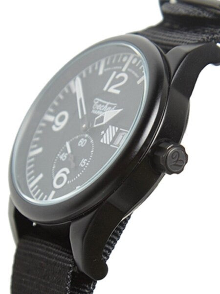 Techne Harrier Aviator Quartz Watch with 41mm Black Aluminium Case  #388.123