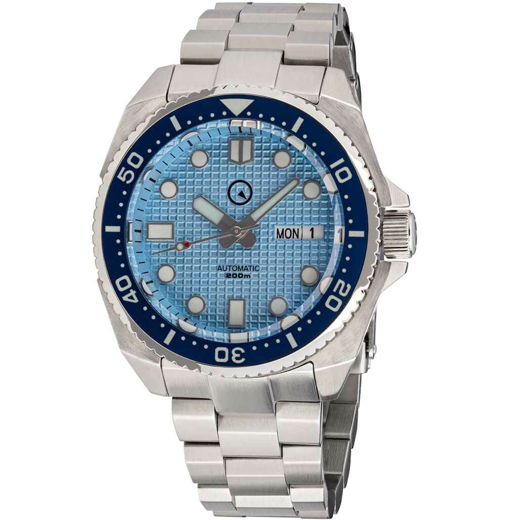 Islander Ice Blue Waffle Dial Automatic Dive Watch with AR DD