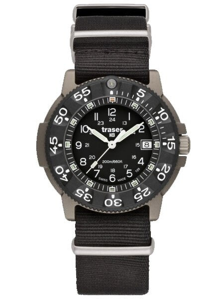 Traser Commander Military Titanium Watch with Sapphire Crystal, Carbon Fiber Bezel #P6506.430.32.02