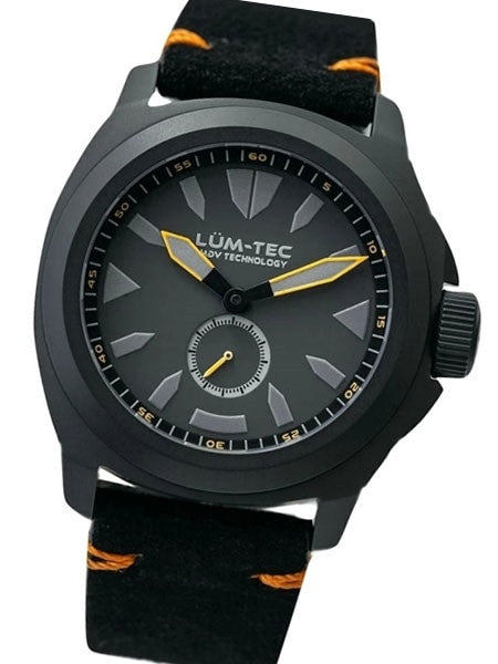 Lum-Tec Phantom 44mm Watch with Titanium Carbide Black PVD Case, AR Sapphire Crystal #M86