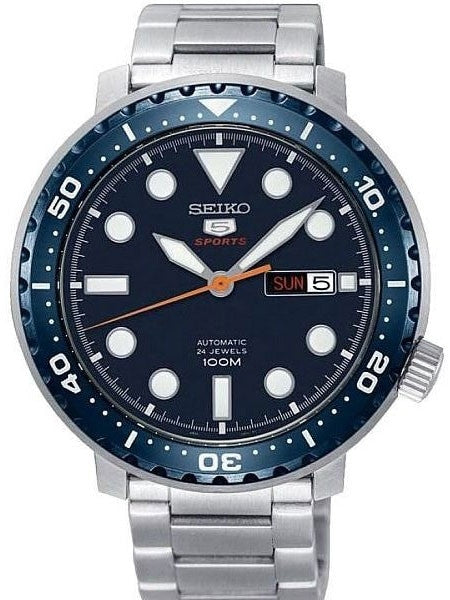 Seiko 5 Sports Automatic 24-Jewel Bottle-Cap Watch with Dark Blue Dial #SRPC63K1