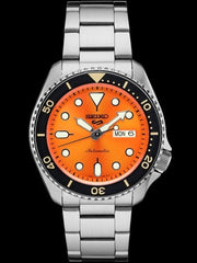 Seiko 5 Sports 24-Jewel Automatic Watch with Orange Dial and SS Bracelet #SRPD59