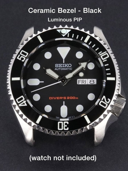 Black Ceramic Bezel Insert with Luminous PIP for Seiko SKX007