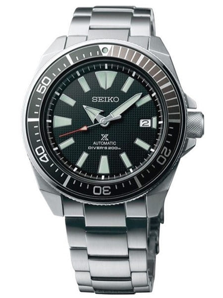 Seiko Samurai Prospex Automatic Dive Watch with Black Dial and Stainless Steel Bracelet #SRPB51
