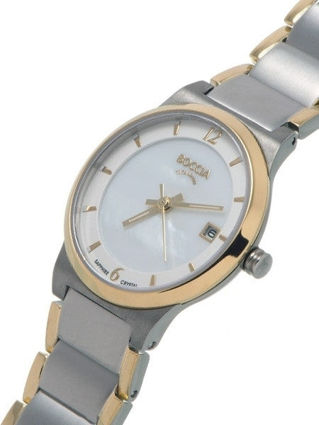 Boccia Ladies Quartz Watch with Two-Tone Titanium Case and Bracelet, Sapphire Crystal #3223-02