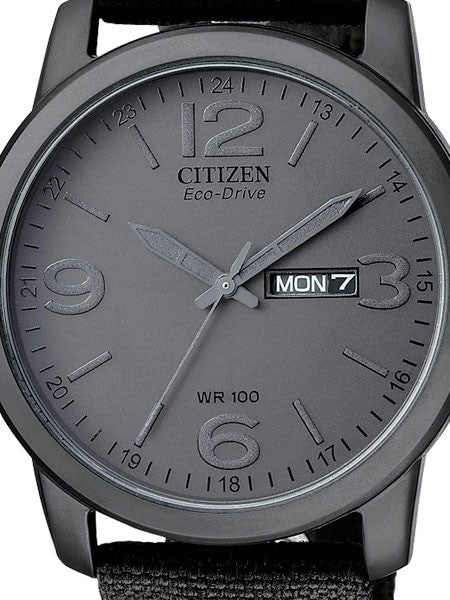 Citizen Eco-Drive Grey PVD Sport Watch with Charcoal Canvas Strap #BM8475-00F