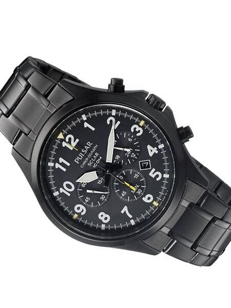 Pulsar Solar Quartz Chronograph Watch with Stopwatch and 24-Hour Sub-Dial #PX5039