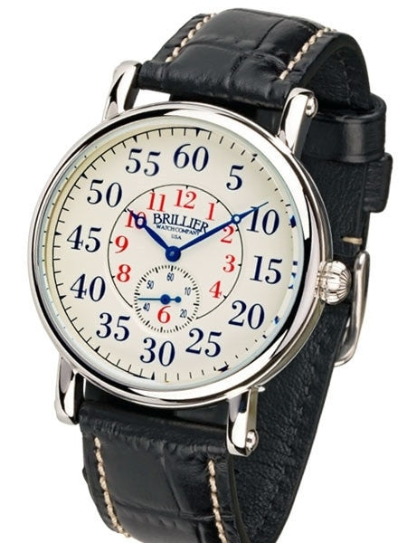 Brillier 43mm Americana Chapter 2 Railroad Swiss Quartz Watch with Calfskin Leather Strap #BR-07