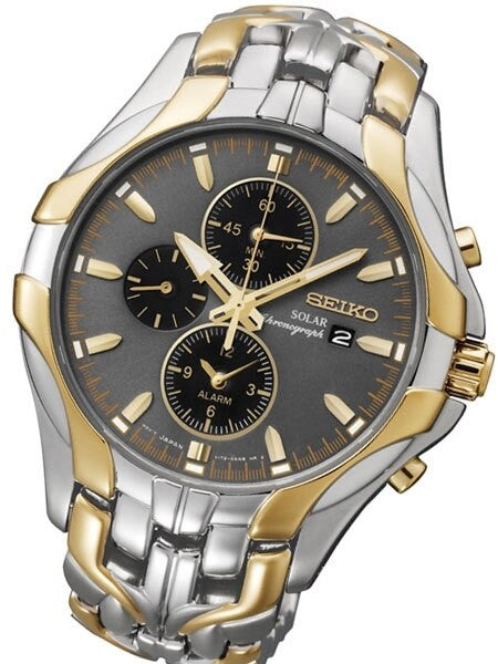 Seiko Core Series Two-Tone Solar Alarm Chronograph Stopwatch #SSC138