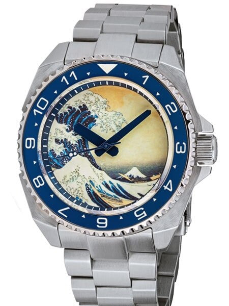 Islander Luminous Wave Dial Automatic Dive Watch with AR Double-Dome Sapphire Crystal, and Luminous Ceramic Bezel Insert #ISL-62