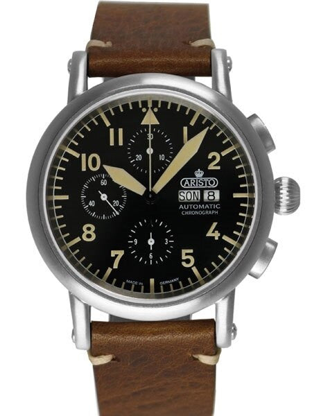 Aristo Swiss Valjoux 7750 Automatic Chronograph Aviator Watch #7H186