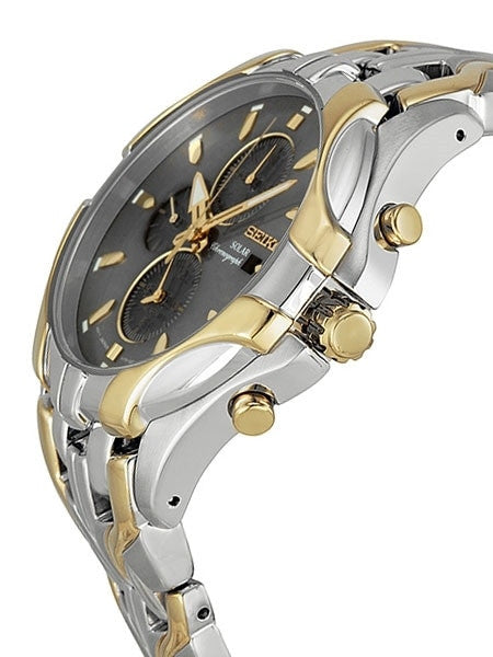 Seiko Core Series Two-Tone Solar Alarm Chronograph Stopwatch #SSC138