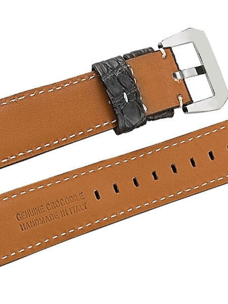Toscana Black Genuine Cayman Crocodile Watch Strap with Leather Lining #GR-90001