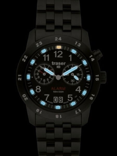 Traser Big Date Alarm Watch with Black PVD Case #T4004.359.34.01