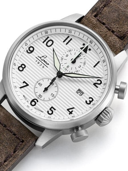 Laco Bern Two-Eye Chronograph Watch with 42mm Case and Corrugated Dial #861974