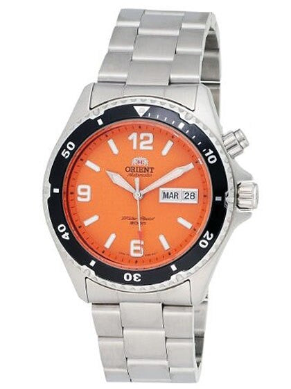 Orient Orange Dial Automatic Dive Watch on a Bracelet  #CEM65001M