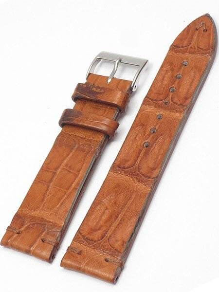 Handmade Italian Vintage Style Cognac Crocodile with Hand-Stitching #ML-900-VIN014