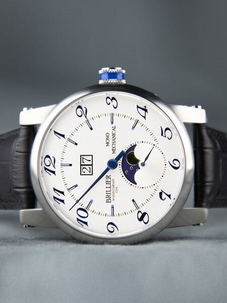 Brillier 43mm Klassique Mono (single hand) Automatic Watch with Moonphase, Big Date #BR-04