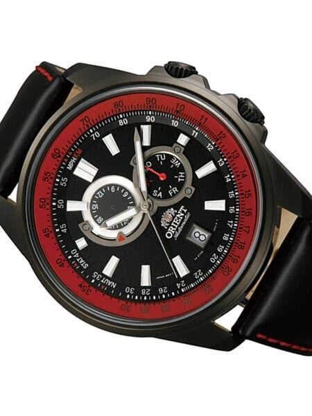 Orient Apex 21-Jewel Automatic Sport Watch with 24-Hour Sub-Dial, Black PVD Case #ET0Q001B