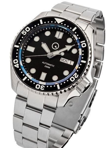 Islander Automatic Dive Watch with Solid-Link Bracelet, AR Sapphire Crystal, and Luminous Ceramic Bezel Insert #ISL-02