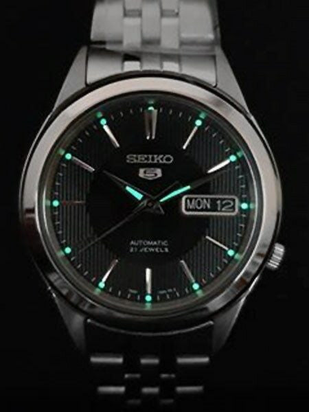 Scratch and Dent - Seiko 5 Automatic Black Dial Watch with Stainless Steel Bracelet #SNKL23J1