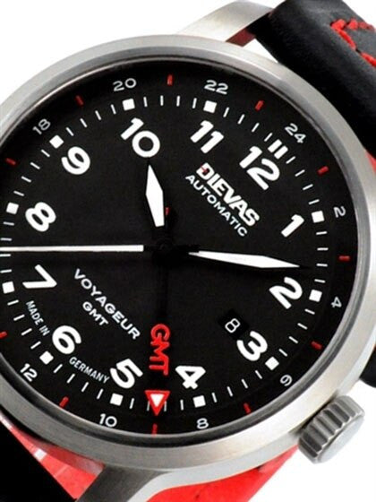 DIEVAS German Made Voyageur GMT Dual Time Watch with Swiss ETA 2893-2