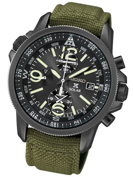 Seiko Prospex Solar Powered Chronograph with 60-Minute Stopwatch and Alarm #SSC295