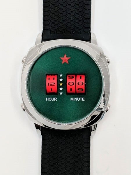 Red Star Quartz Drum Roller Watch with 44mm Case #8395G-E