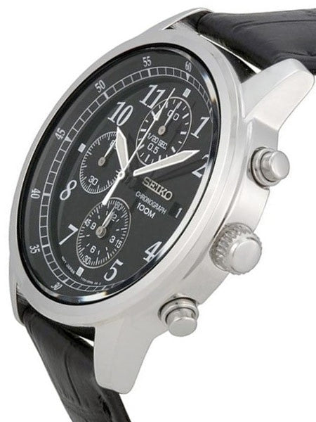 Seiko Quartz Chronograph with 12-Hour Totalizer Function and Black