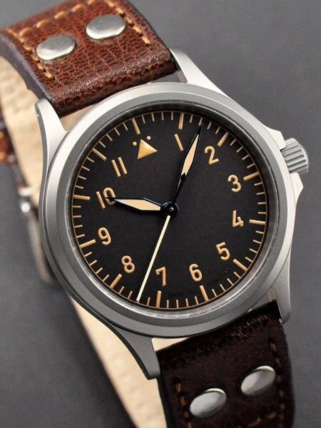 DIEVAS German Made Vintage Flieger Watch with Sapphire Crystal and a 39mm, 6Steel Case