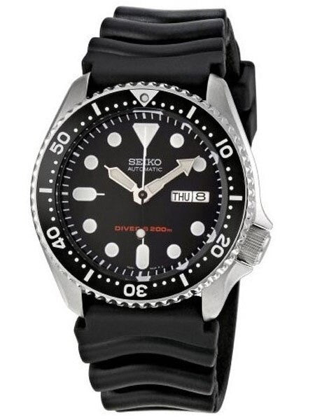 SCRATCH AND DENT - Seiko Black 21-Jewel Automatic Dive Watch with Rubber Strap #SKX013K1 1