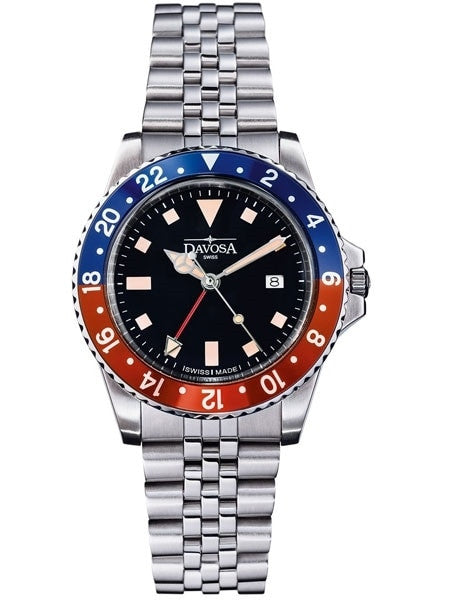 Davosa Vintage-Styled 100-Meter GMT Dual Time Watch with Bracelet #16350090
