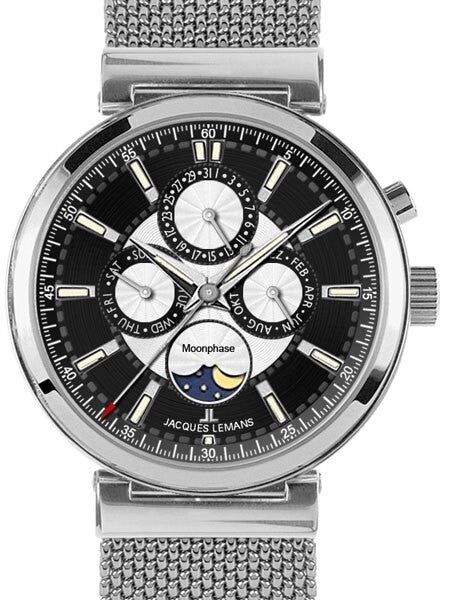 Jacques Lemans Verona Calendar Dress Watch with Moonphase Sub-Dial #1-1698D