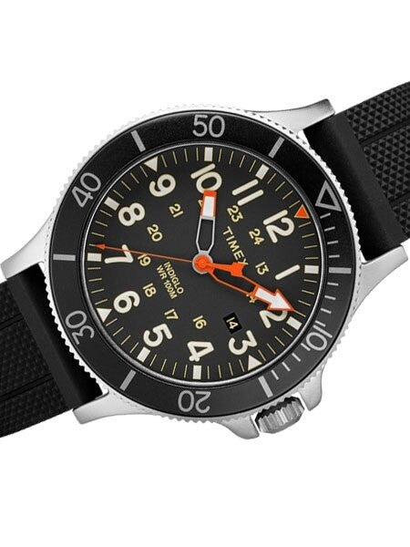 Timex 43mm Allied Coastline Quartz Watch with Black Dial and INDIGLO Night-Light #TW2R60600VQ