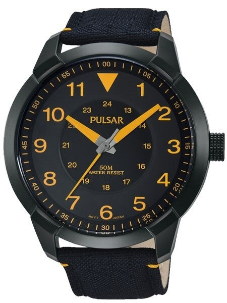 Pulsar Quartz Aviator Style Watch with 46mm Black PVD Case #PG2023