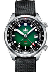 PHOIBOS Eagle Ray 300-Meter Dual-Time GMT Dive Watch with Double Dome AR Sapphire Crystal #PX023A