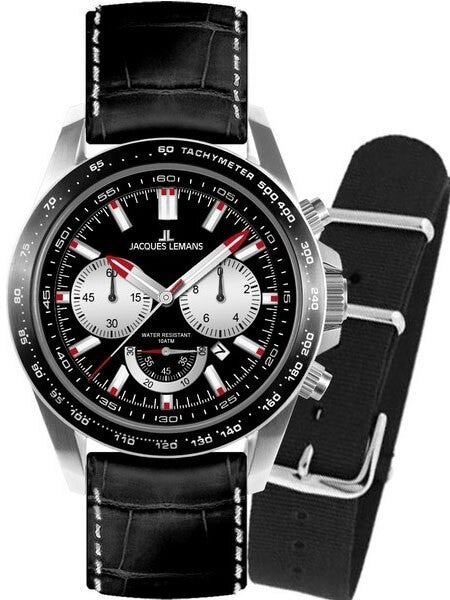 Jacques Lemans Liverpool 48MM Chronograph with Additional Nylon Strap #1-1756A