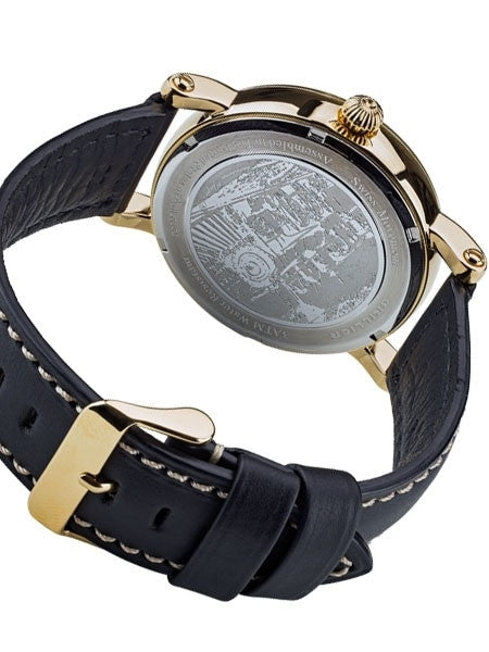 Brillier 43mm Americana Chapter 2 Railroad Swiss Quartz Watch with Calfskin Leather Strap #BR-09