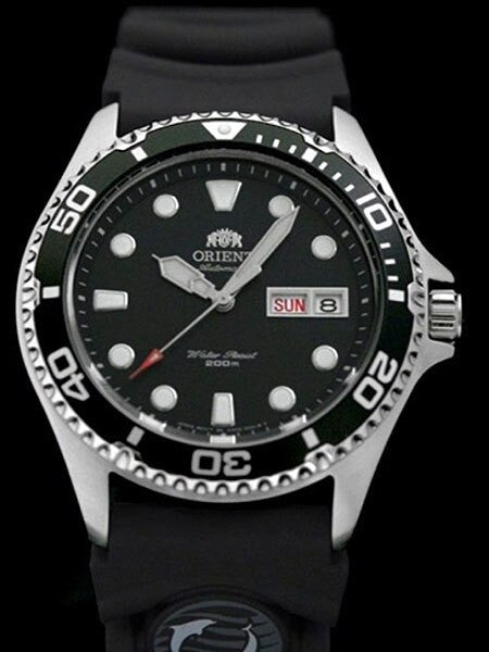Orient Ray II Black Dial Automatic Dive Watch with Rubber Dive Strap  #AA02007B
