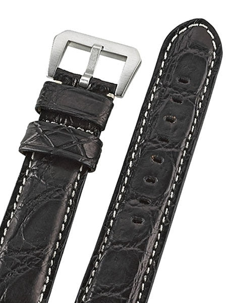 Toscana Black Genuine Cayman Crocodile Watch Strap with Leather Lining #GR-90001
