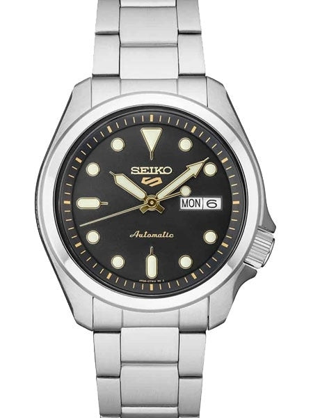 Seiko 5 Sports 24-Jewel Automatic Watch with Black Dial and SS Bracelet #SRPE57