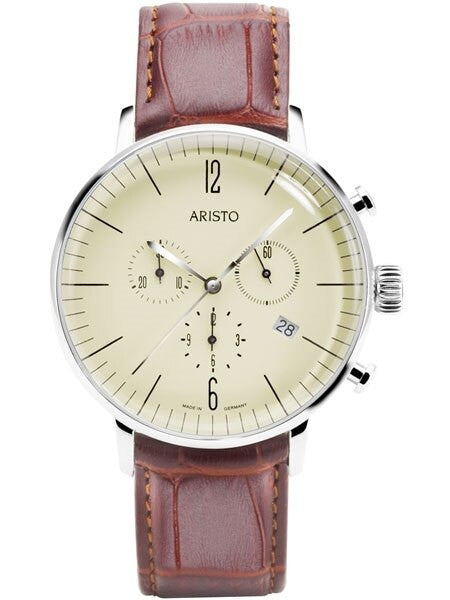 Aristo Bauhaus Swiss Quartz Chronograph Watch with 12-Hr Totalizer #4H152