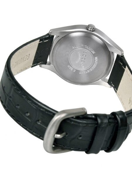 Boccia Mens Quartz Dress Watch with 39mm Titanium Case and Black Leather Strap #3562-01