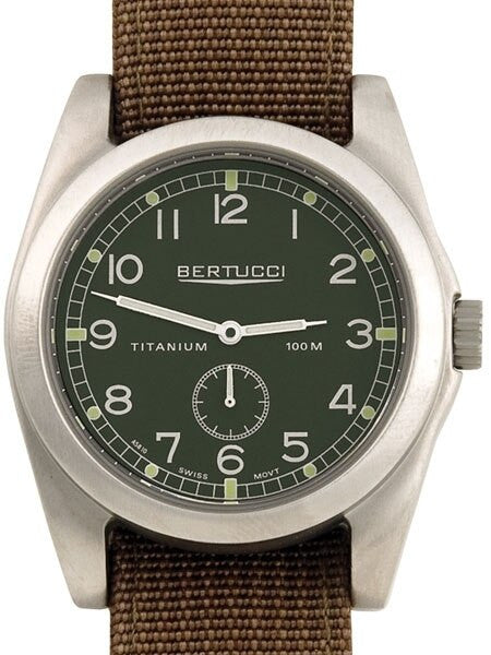 Bertucci A-3T Vintage 42 Titanium Watch with Brown Nylon Strap #13303