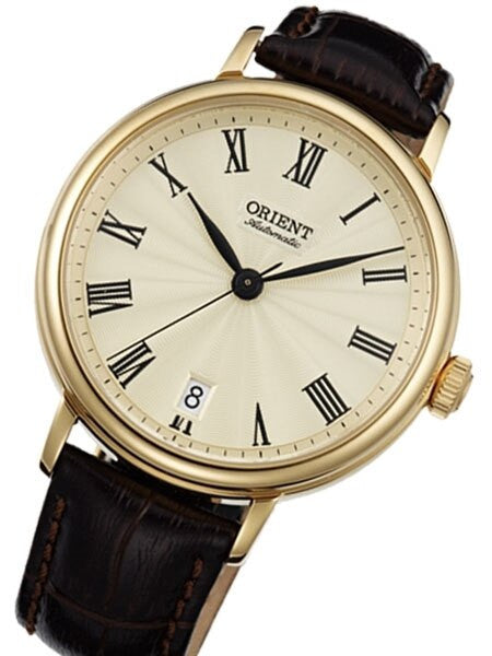 Orient Soma Automatic Dress Watch with Guilloche-Style Dial and Goldtone Case #ER2K003C