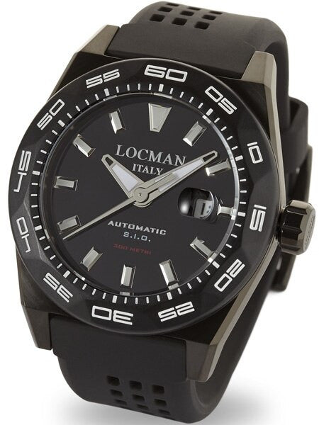 Locman Stealth 300 Meter Automatic Dive Watch with 46mm Black PVD Case #215BKPVBKSTBKR