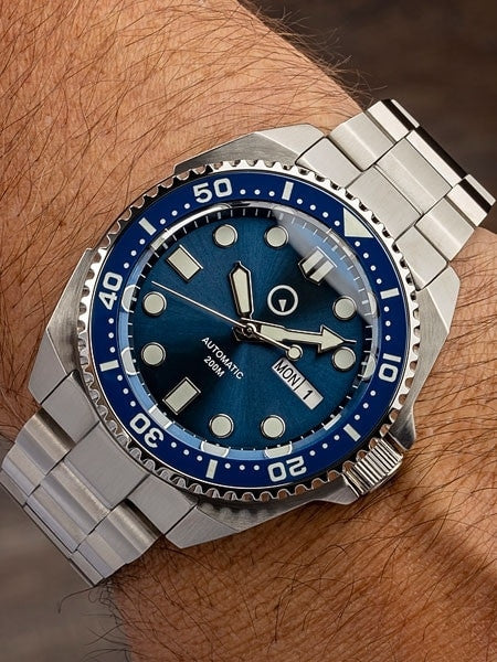Islander Blue Automatic Dive Watch with AR Double-Dome Sapphire Crystal, and Luminous Ceramic Bezel Insert #ISL-55