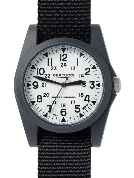 Bertucci A-3P Sportsman Vintage Field Watch with a 42mm Black Case, Luminous Dial - 13355